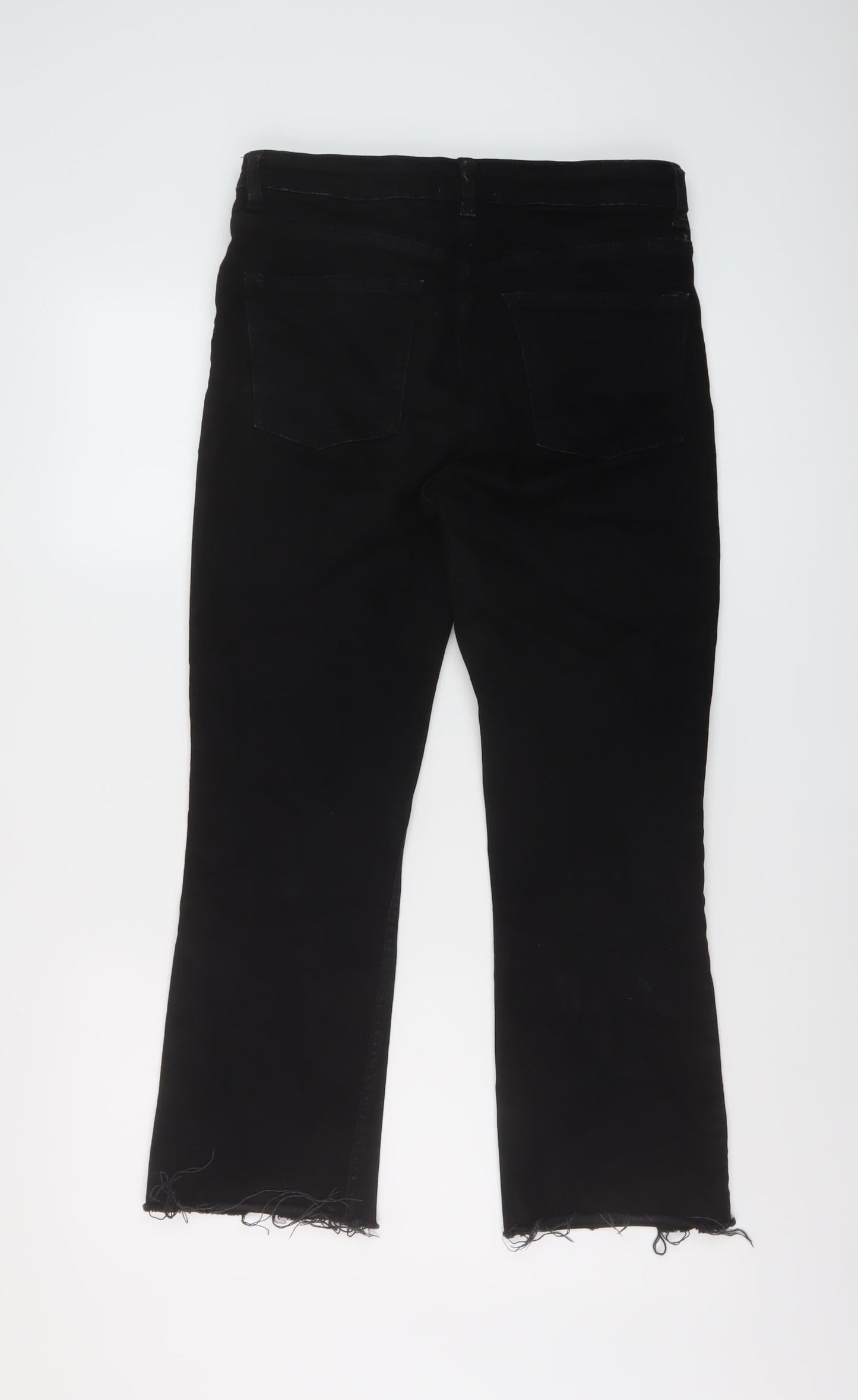 Zara Womens Black Cotton Straight Jeans Size 12 L25 in Regular Button