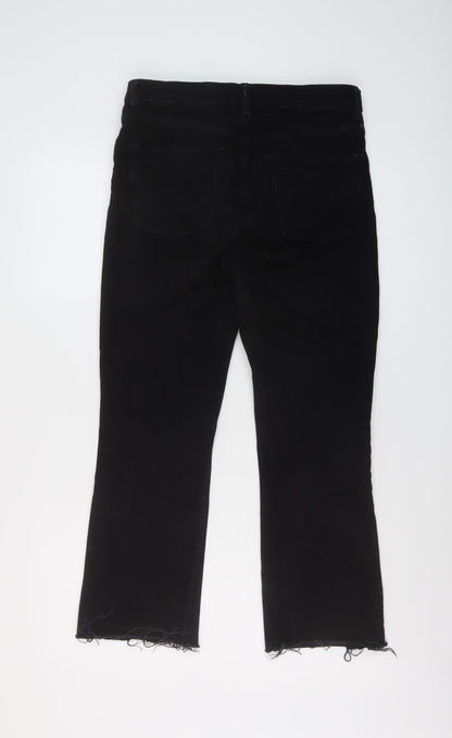 Zara Womens Black Cotton Straight Jeans Size 12 L25 in Regular Button
