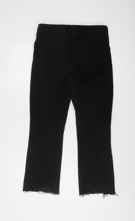 Zara Womens Black Cotton Straight Jeans Size 12 L25 in Regular Button