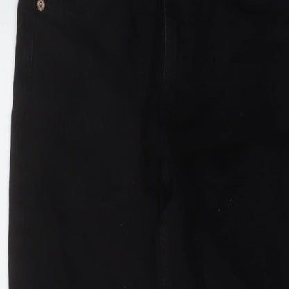 Zara Womens Black Cotton Straight Jeans Size 12 L25 in Regular Button