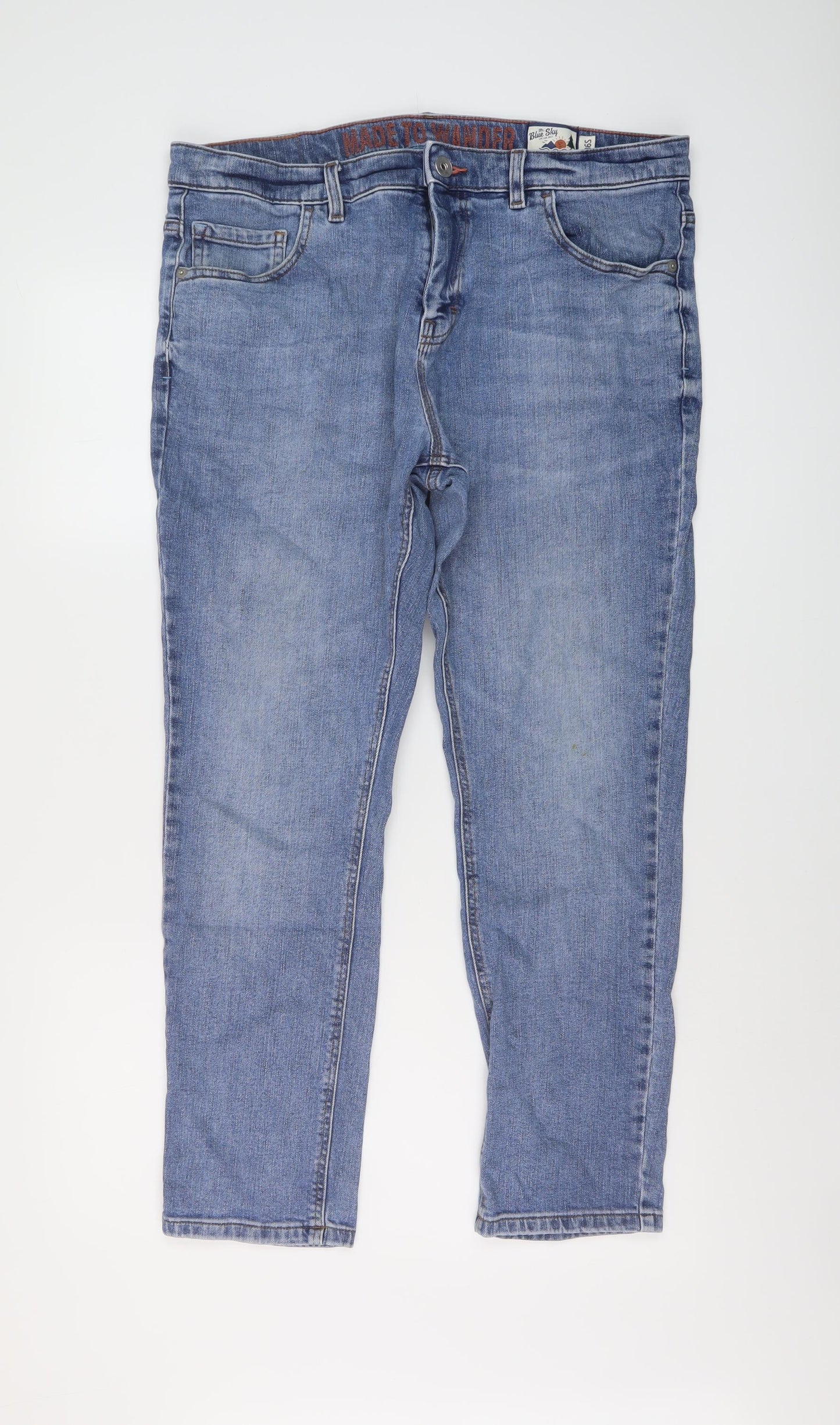 Blue Sky Mens Blue Cotton Straight Jeans Size 36 in L27 in Regular Button
