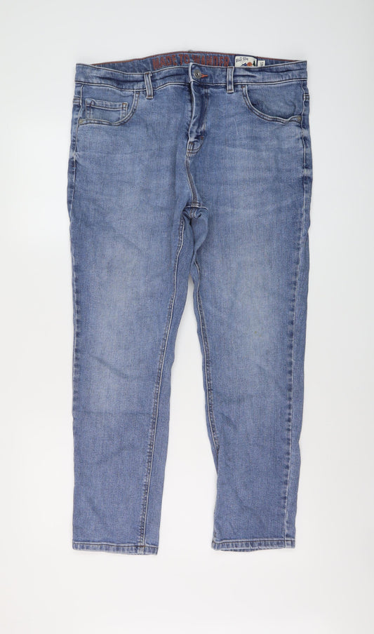 Blue Sky Mens Blue Cotton Straight Jeans Size 36 in L27 in Regular Button