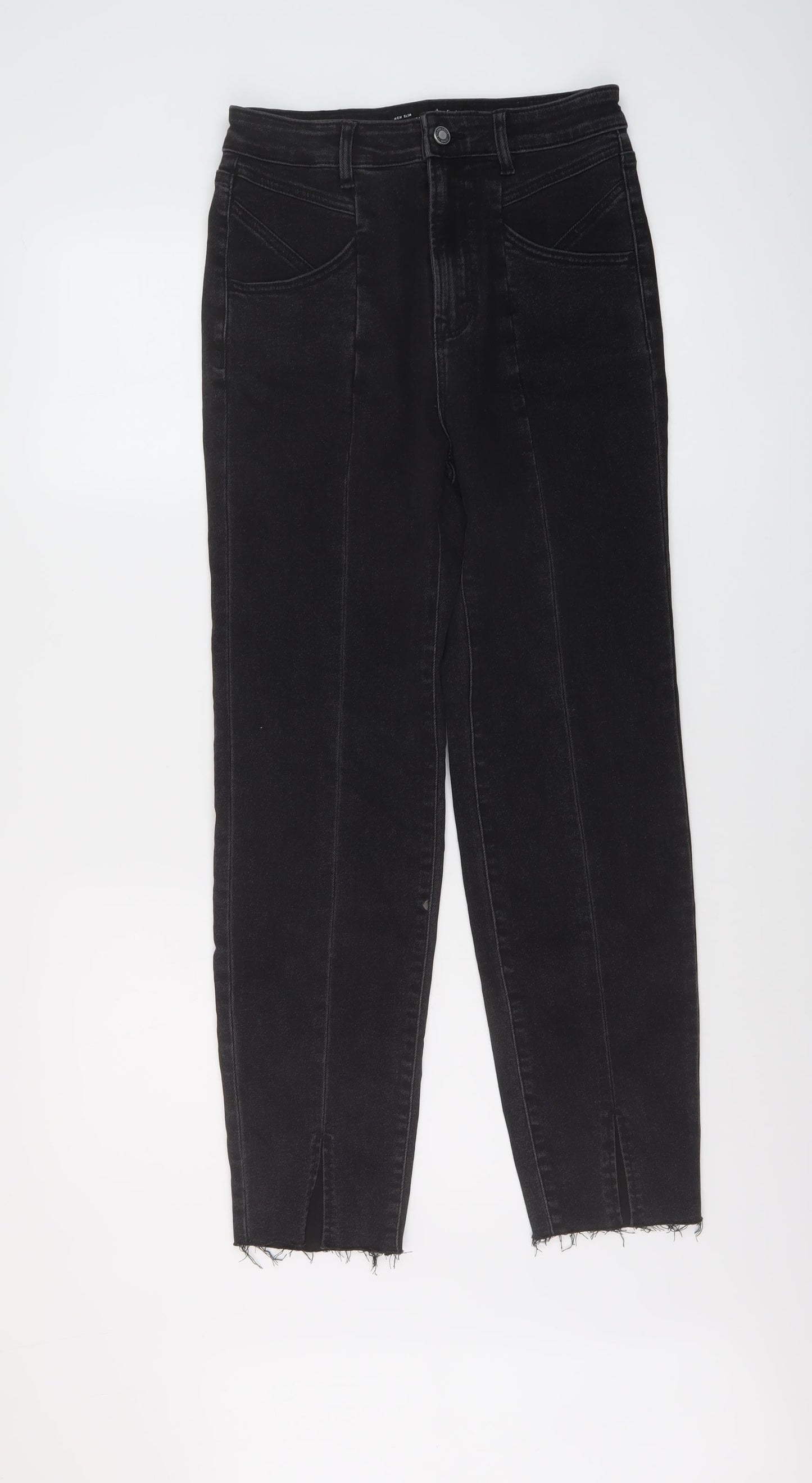 Womens UK Size 10 Stradivarius Slim Fit Mom Black Jeans
