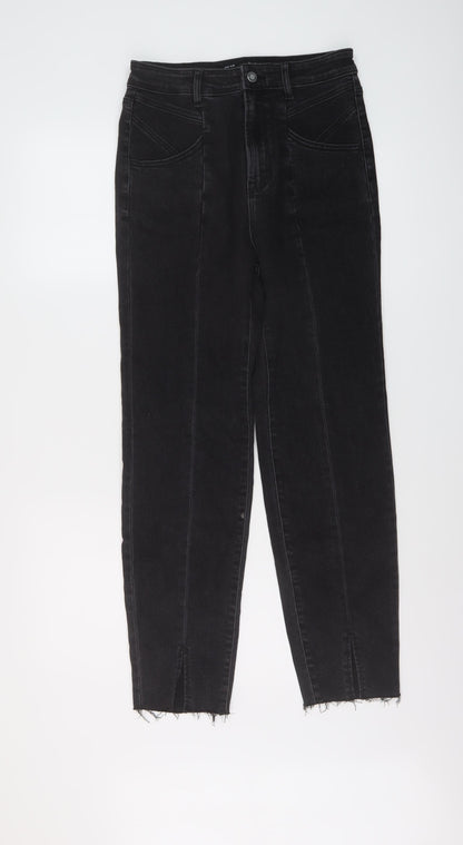Womens UK Size 10 Stradivarius Slim Fit Mom Black Jeans