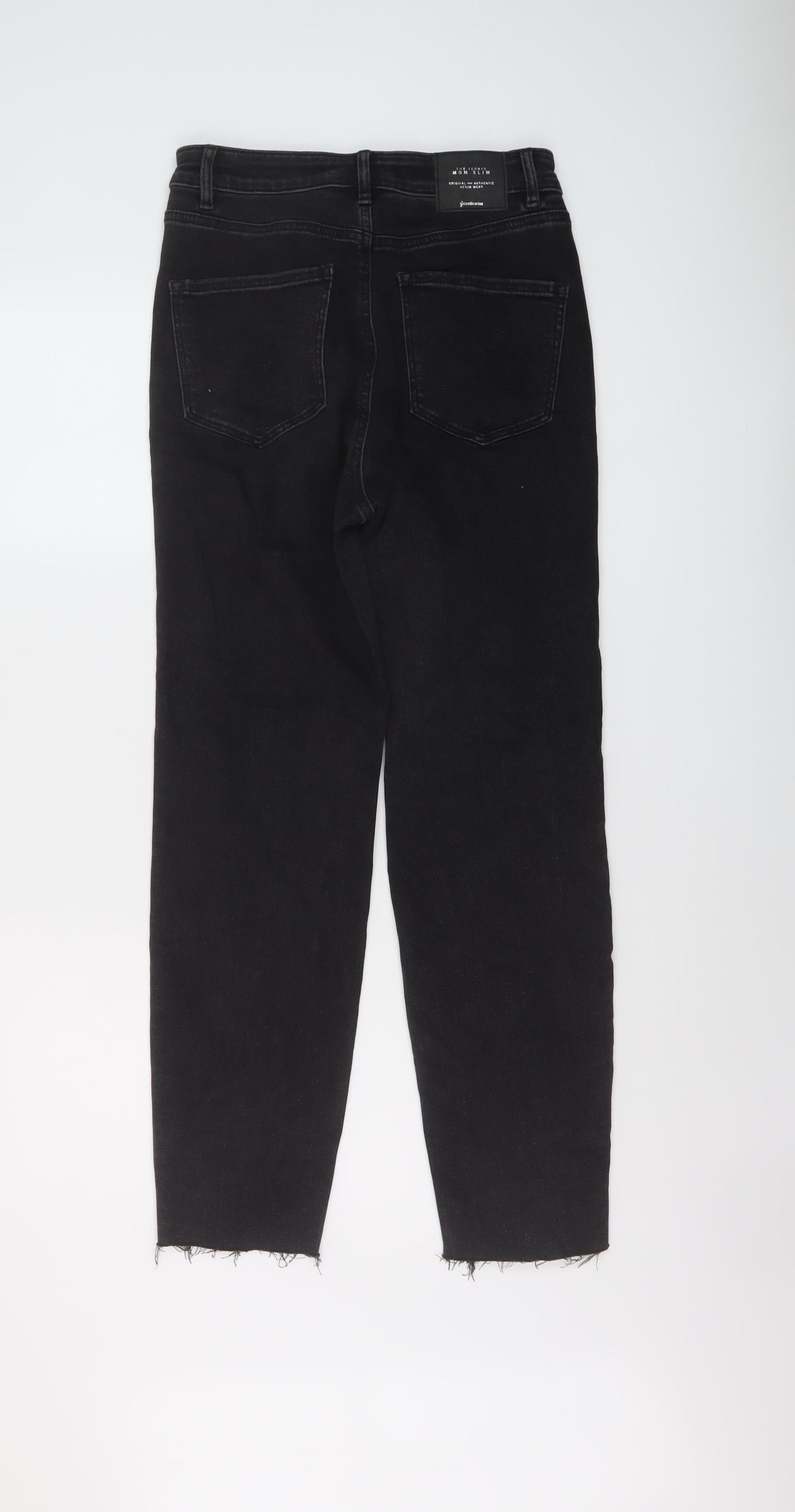 Womens UK Size 10 Stradivarius Slim Fit Mom Black Jeans