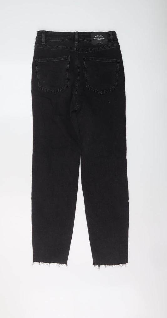 Womens UK Size 10 Stradivarius Slim Fit Mom Black Jeans