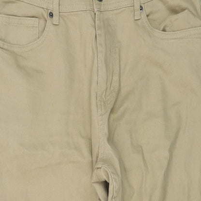 Denim & Co. Mens Beige Cotton Straight Jeans Size 34 in L30 in Regular Button