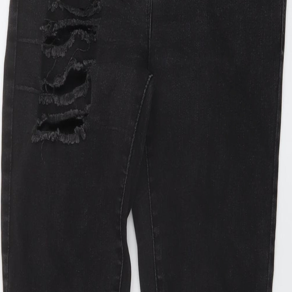 NEXT Womens Black Cotton Skinny Jeans Size 10 L28 in Regular Button