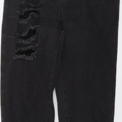 NEXT Womens Black Cotton Skinny Jeans Size 10 L28 in Regular Button