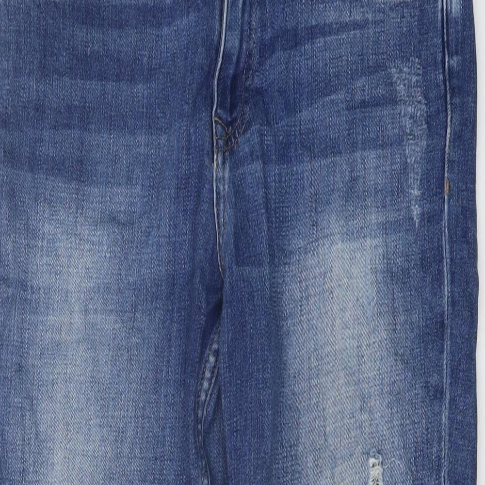 F&F Womens Blue Cotton Straight Jeans Size 10 L27 in Regular Button