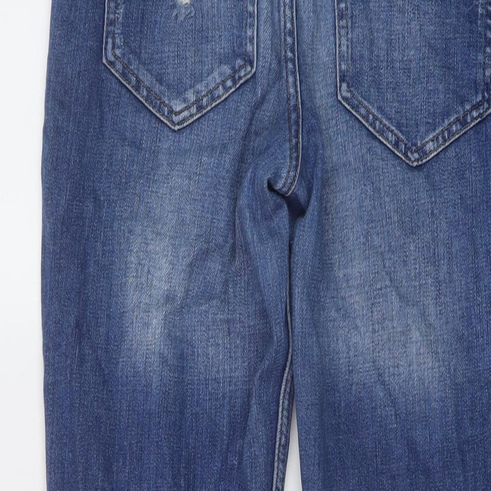 F&F Womens Blue Cotton Straight Jeans Size 10 L27 in Regular Button