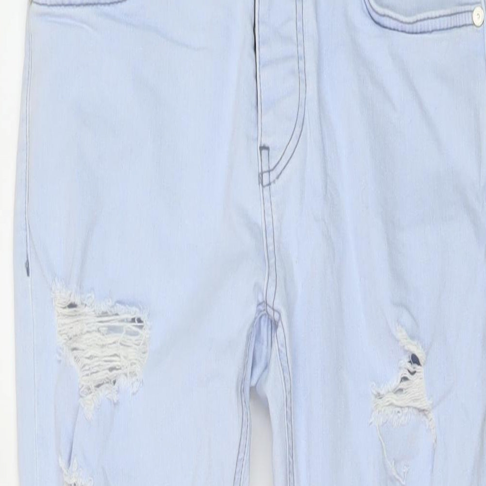 Boohoo Mens Blue Cotton Skinny Jeans Size 30 in L27 in Regular Button