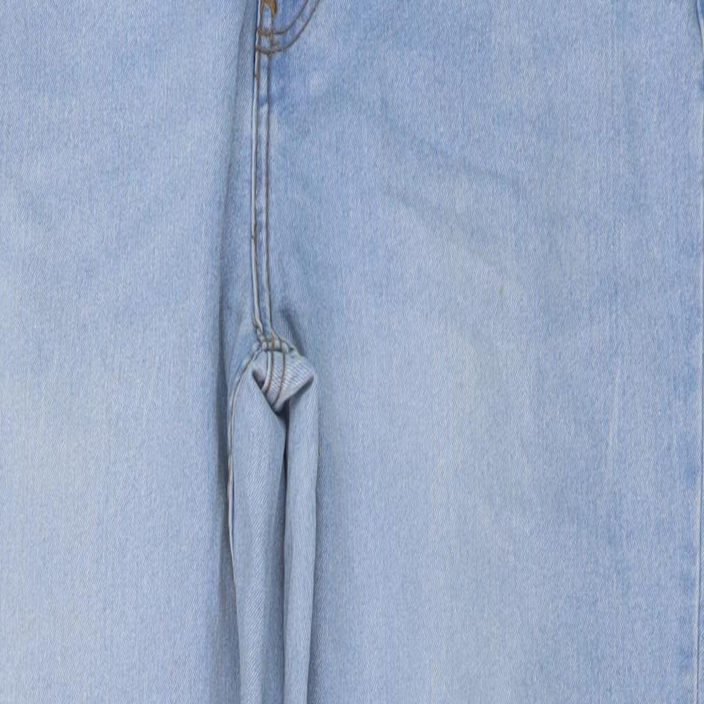 Denim & Co. Womens Blue Cotton Mom Jeans Size 14 L28 in Regular Button