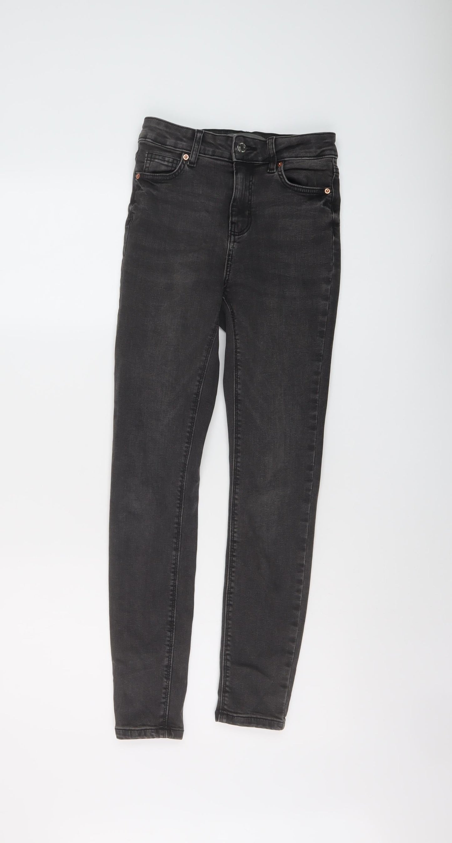 Denim & Co. Womens Grey Cotton Skinny Jeans Size 6 L26 in Regular Button