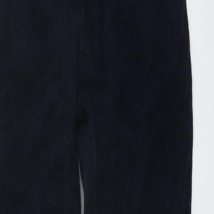 Marks and Spencer Mens Blue Cotton Trousers Size 28 in L23 in Regular Button