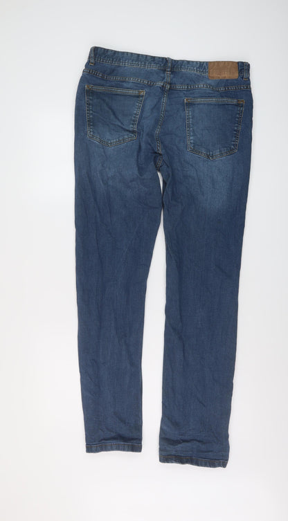 Denim & Co. Mens Blue Cotton Straight Jeans Size 32 in L31 in Regular Button