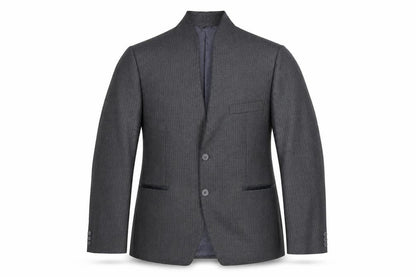 Alais Mens Grey Striped Polyester Jacket Suit Jacket Size 44 Regular - No Lapel