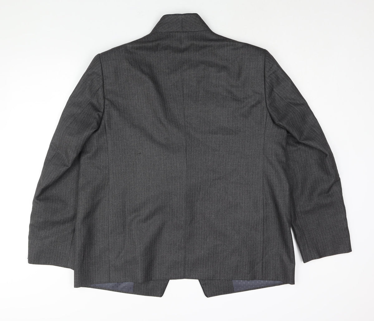 Alais Mens Grey Striped Polyester Jacket Suit Jacket Size 44 Regular - No Lapel