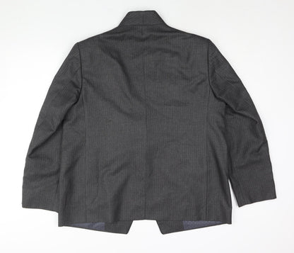Alais Mens Grey Striped Polyester Jacket Suit Jacket Size 44 Regular - No Lapel
