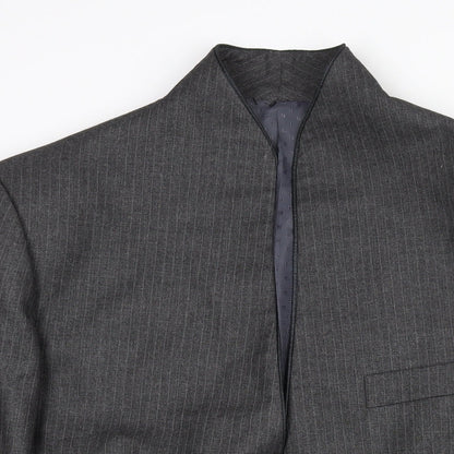 Alais Mens Grey Striped Polyester Jacket Suit Jacket Size 44 Regular - No Lapel