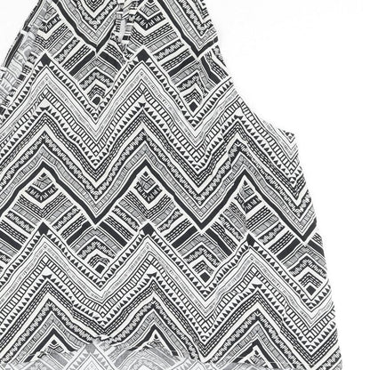 Divided by H&M Womens Black Geometric Viscose Camisole Blouse Size 14 Round Neck - Keyhole Neck