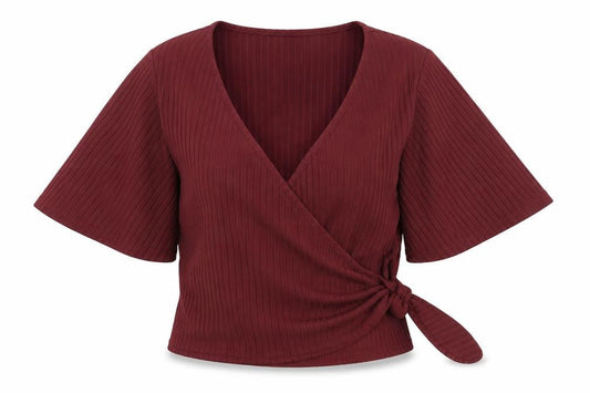Womens UK Size 8 New Look Red Wrap Blouse