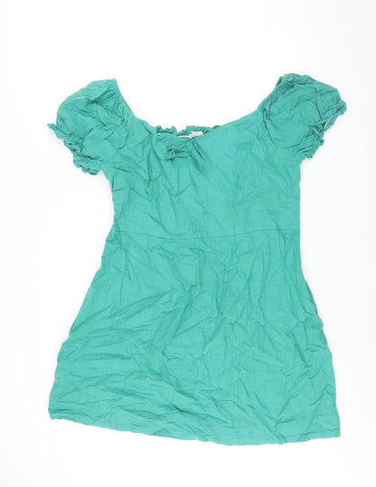 Glamorous Womens Green Viscose A-Line Size 20 Boat Neck Zip - Bow Detail
