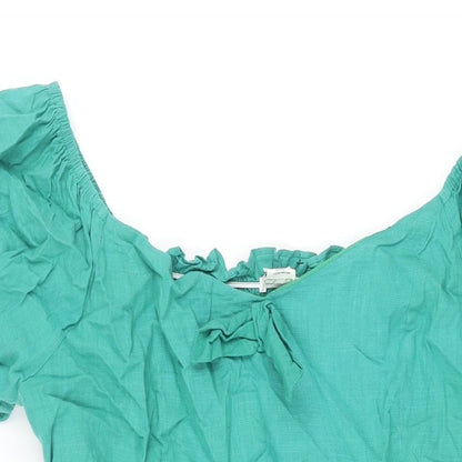Glamorous Womens Green Viscose A-Line Size 20 Boat Neck Zip - Bow Detail