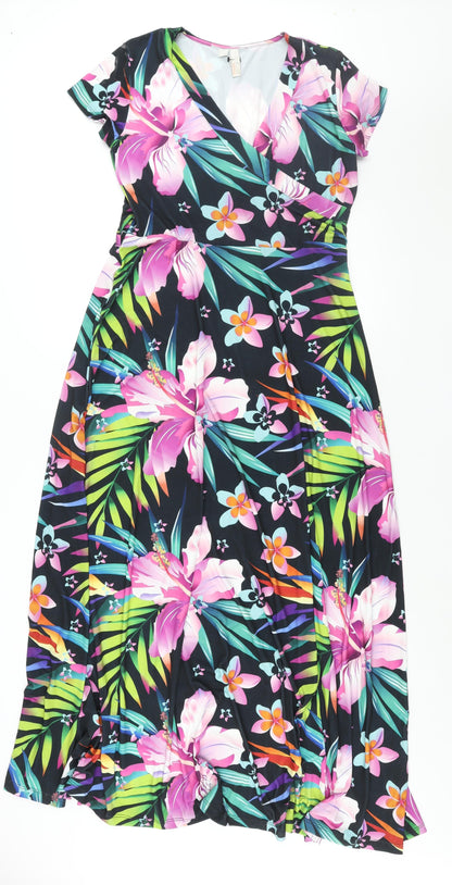 Body Flirt Womens Multicoloured Floral Polyester Maxi Size 12 V-Neck Pullover - Size 12-14