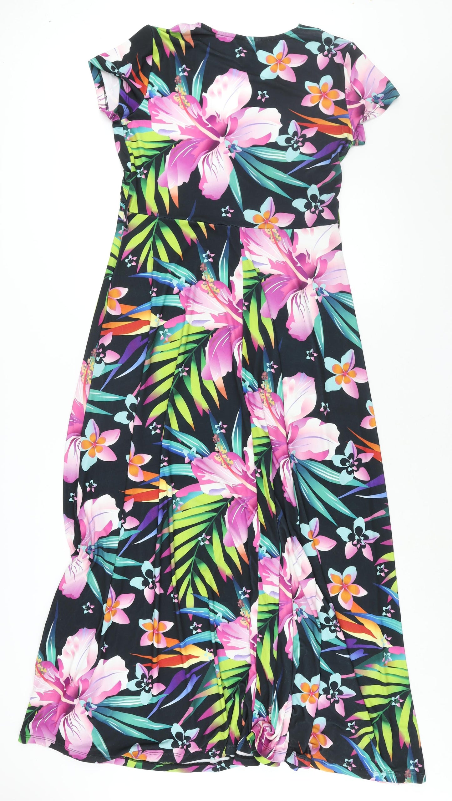 Body Flirt Womens Multicoloured Floral Polyester Maxi Size 12 V-Neck Pullover - Size 12-14