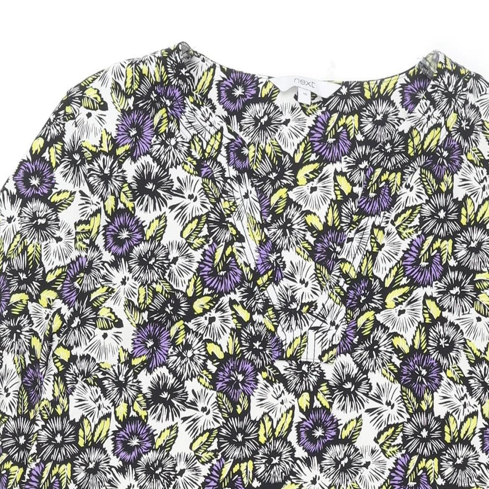NEXT Womens Multicoloured Geometric Polyester Shift Size 10 V-Neck Pullover - Floral Print