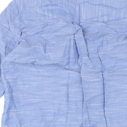 Marks and Womens Blue Cotton Shirt Dress Size 12 Collared Button - Drawstring Detail