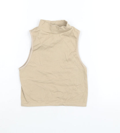 Womens UK Size M Zara Beige Cropped Tank