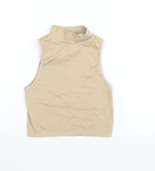 Womens UK Size M Zara Beige Cropped Tank