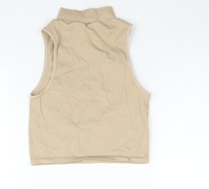 Womens UK Size M Zara Beige Cropped Tank