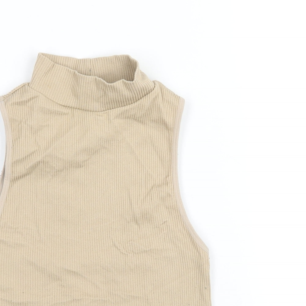 Womens UK Size M Zara Beige Cropped Tank