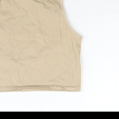 Womens UK Size M Zara Beige Cropped Tank