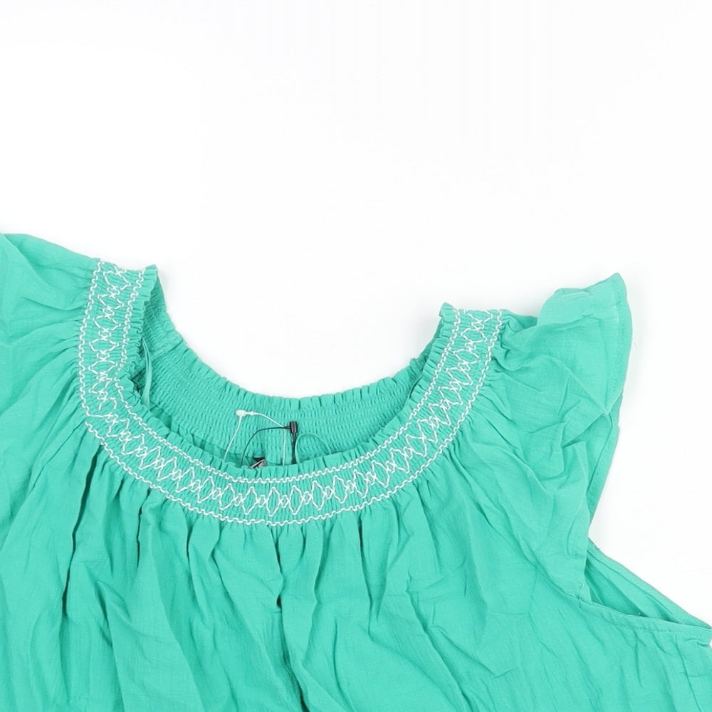 Womens UK Size 6 Marks and Spencer Green Basic Blouse