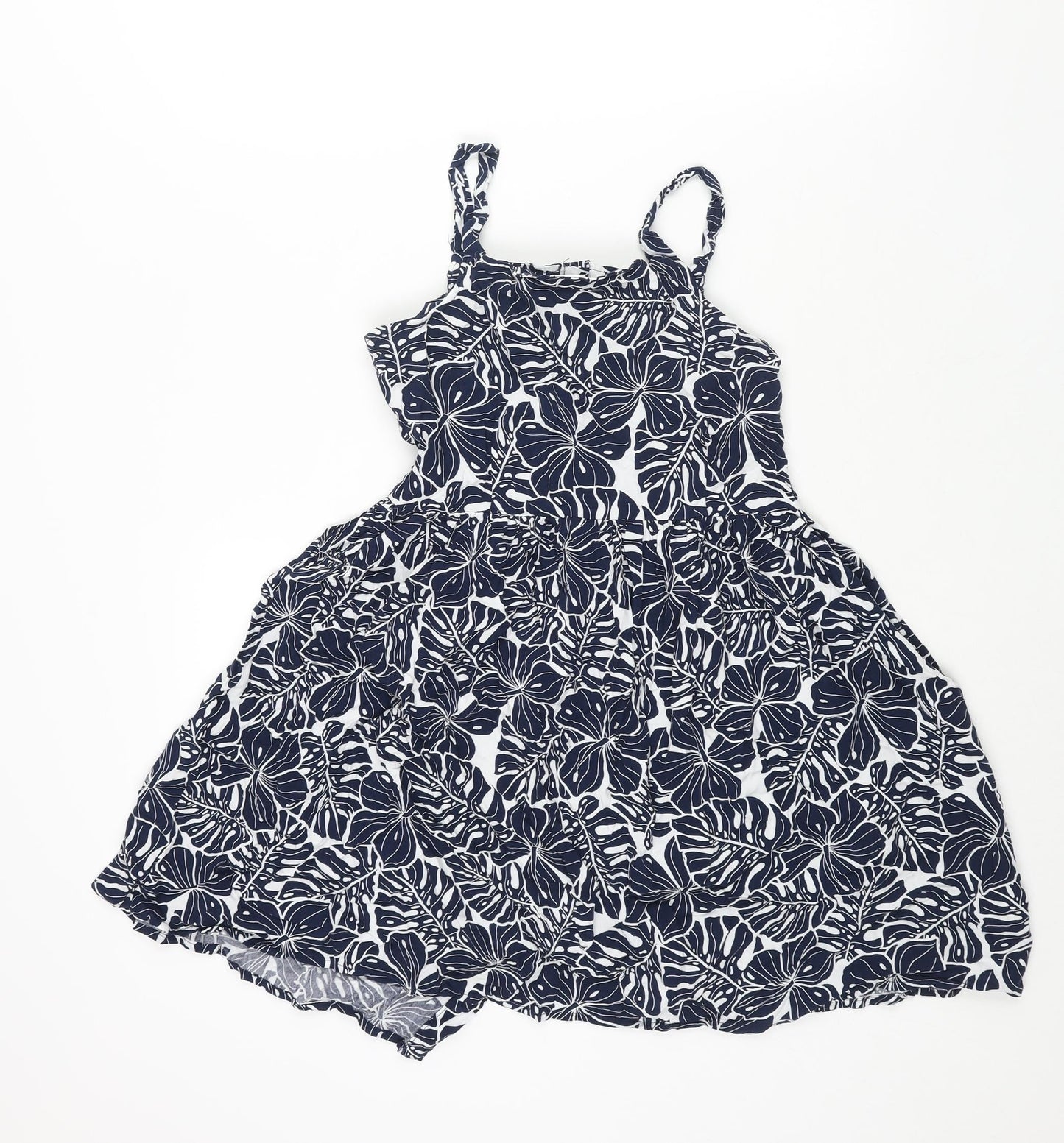 Anko Girls Blue Geometric Viscose A-Line Size 14 Years Square Neck Button