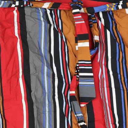 NEXT Womens Multicoloured Striped Cotton A-Line Skirt Size 18 Zip - Belted