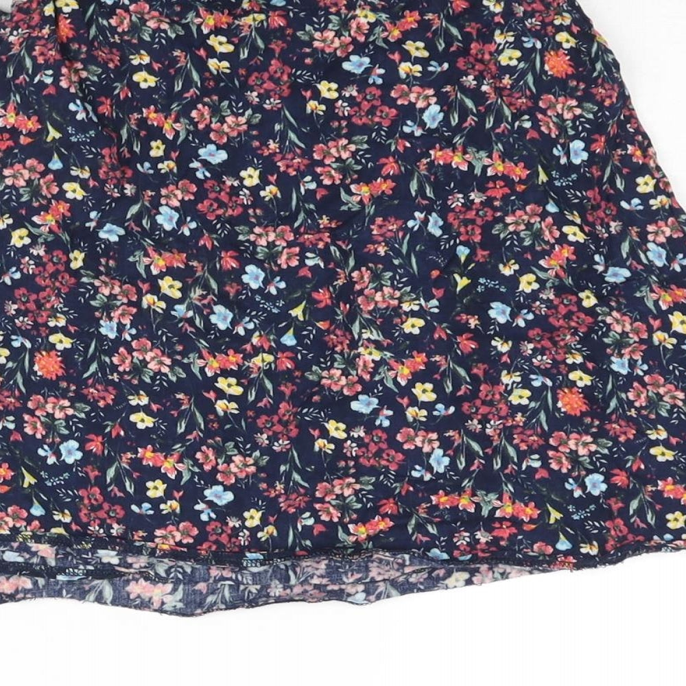 Bershka Womens Blue Geometric Viscose Wrap Skirt Size XS Tie - Floral Print