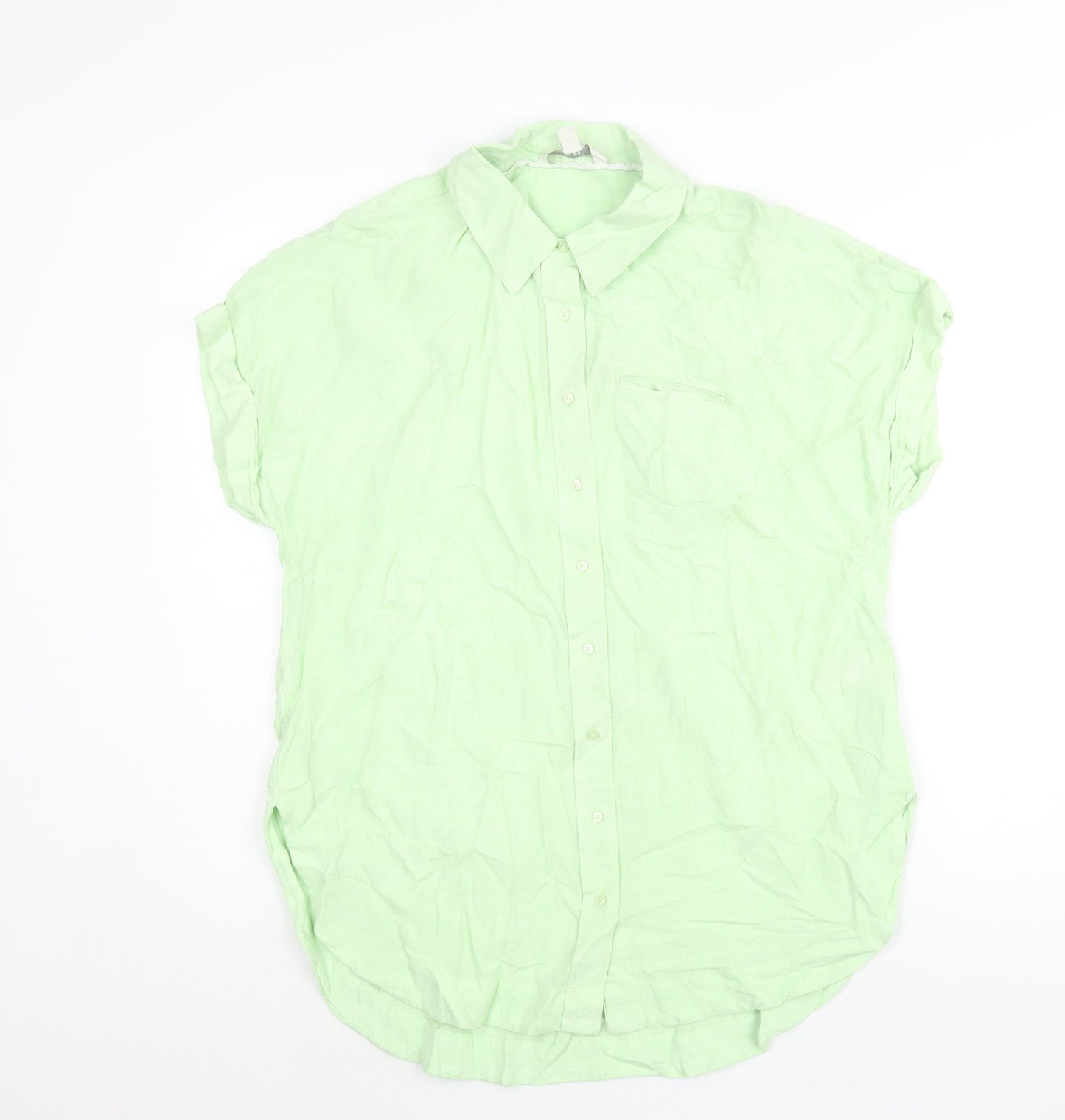 Womens UK Size M NEXT Green Basic Button-Up