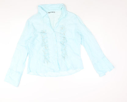 Womens UK Size 18 Per Una Blue Basic Button-Up
