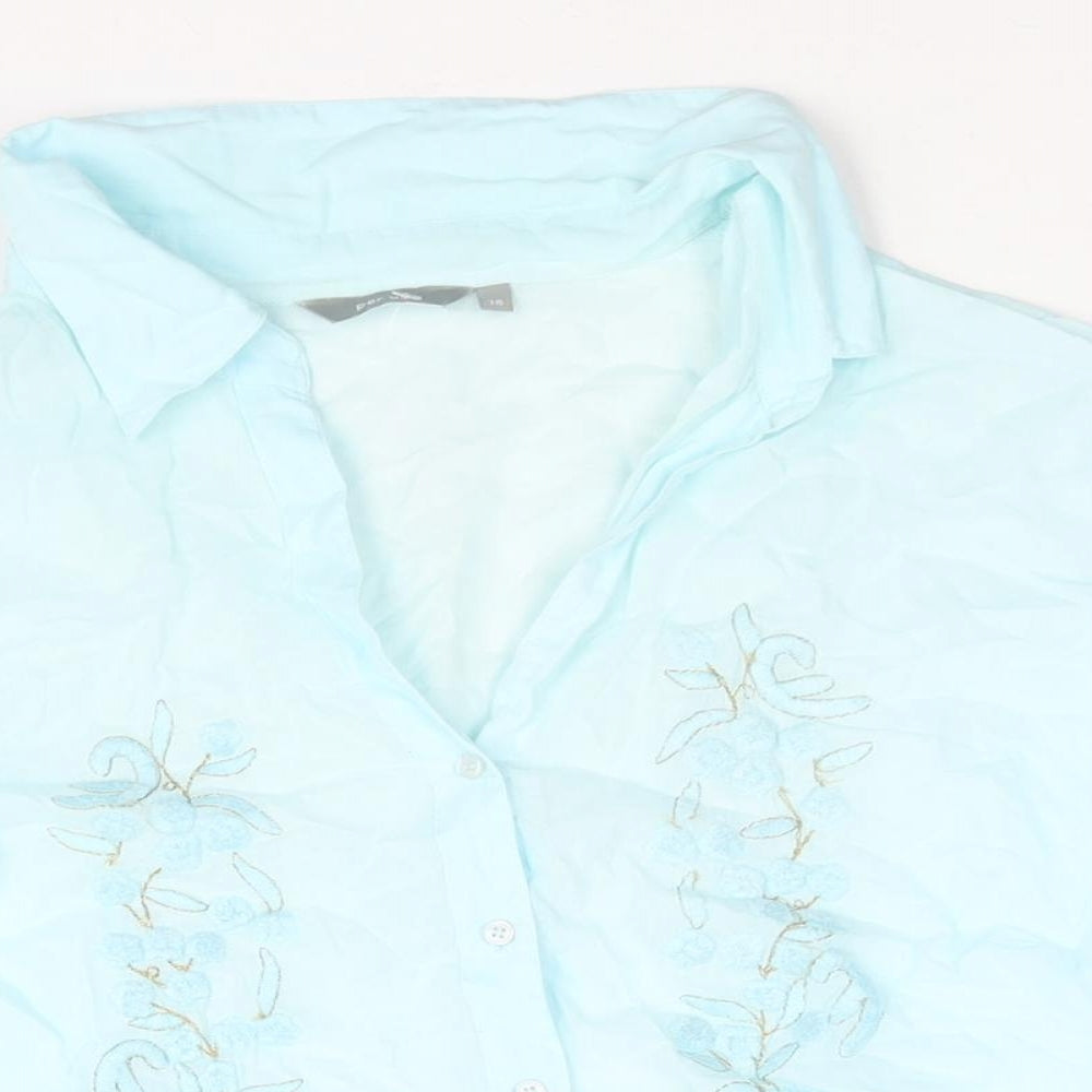 Womens UK Size 18 Per Una Blue Basic Button-Up