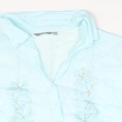 Womens UK Size 18 Per Una Blue Basic Button-Up