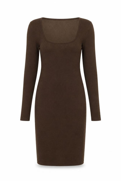 Zara Womens Brown Polyester Bodycon Size S Scoop Neck Pullover - Ribbed