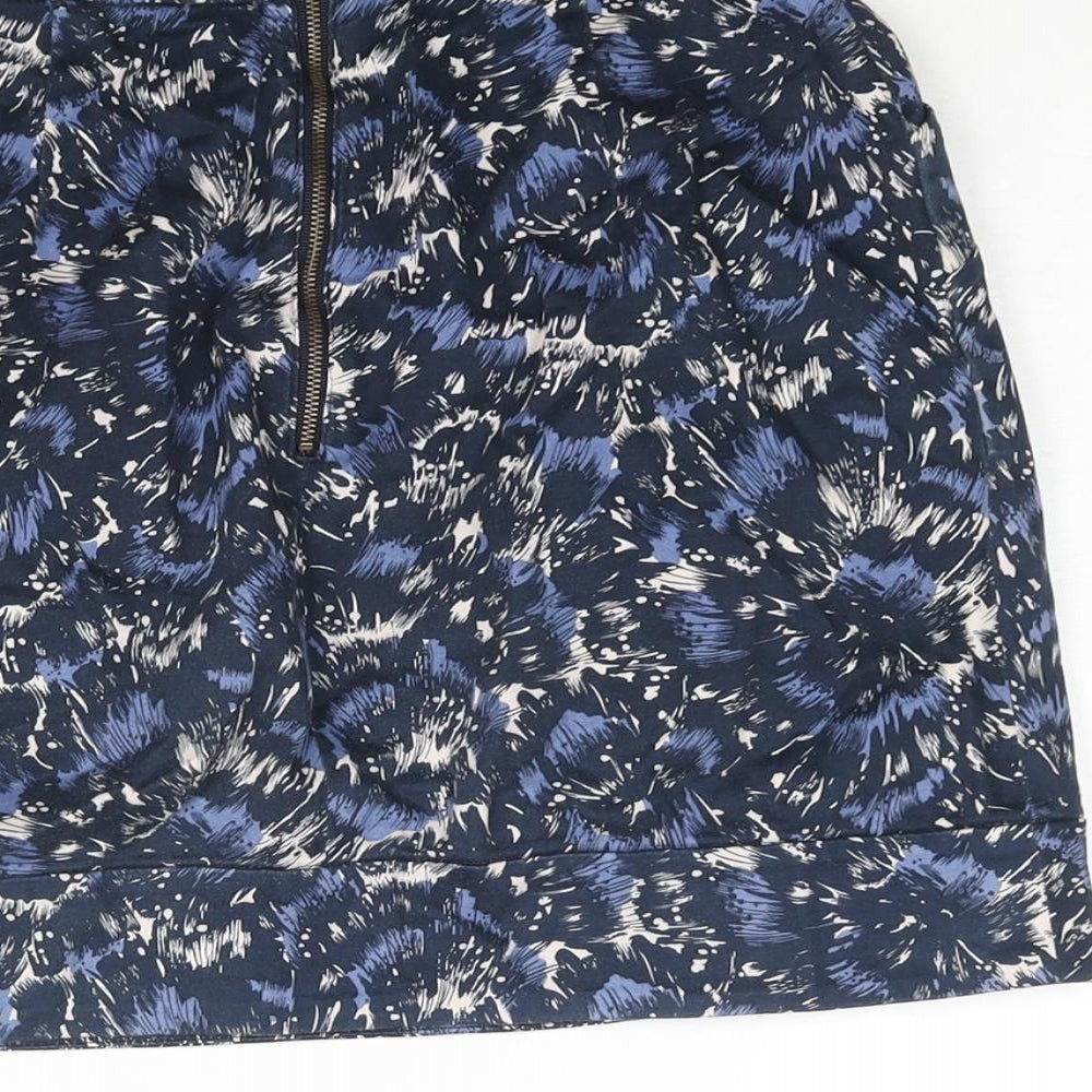 French Connection Womens Blue Geometric Cotton Straight & Pencil Skirt Size 6 Zip - Pocket