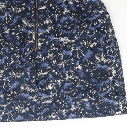 French Connection Womens Blue Geometric Cotton Straight & Pencil Skirt Size 6 Zip - Pocket