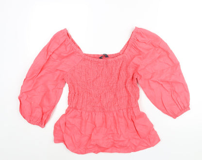 Womens UK Size 6 Marks and Spencer Pink Basic Blouse