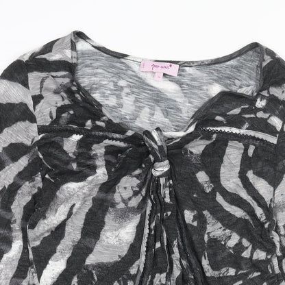 Per Una Womens Grey Geometric Viscose Shift Size 14 Scoop Neck Pullover - Knot Vent Detail